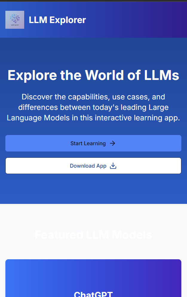 LLM Explorer Home Screen